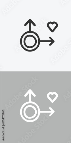 Free Download minimalist gender symbol with heart icon on dual grey background flat design illustration - GFXLoad