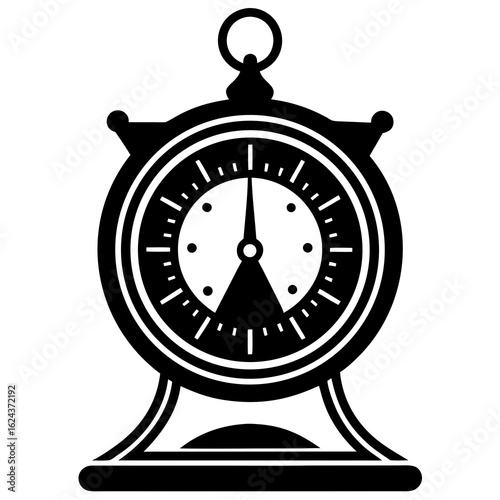 Vintage clock face with hands and numbers, isolated on white background, representing time and measurement
