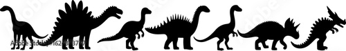 Dinosaur Silhouettes in Various Prehistoric Poses vector bundle