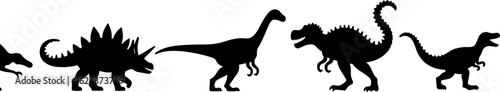 Dinosaur Silhouettes in Various Prehistoric Poses vector bundle