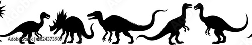 Dinosaur Silhouettes in Various Prehistoric Poses vector bundle