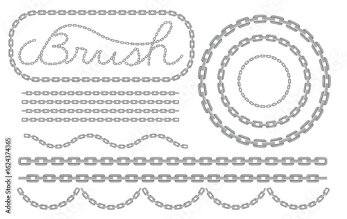 カスタマイズ可能な装飾チェーンのベクターパターンブラシ素材｜スタンダードチェーン(Customizable Decorative Chain Vector Pattern Brush – Standard Chain)