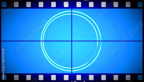 Film Frame with a Bright Blue Background and a White Circle