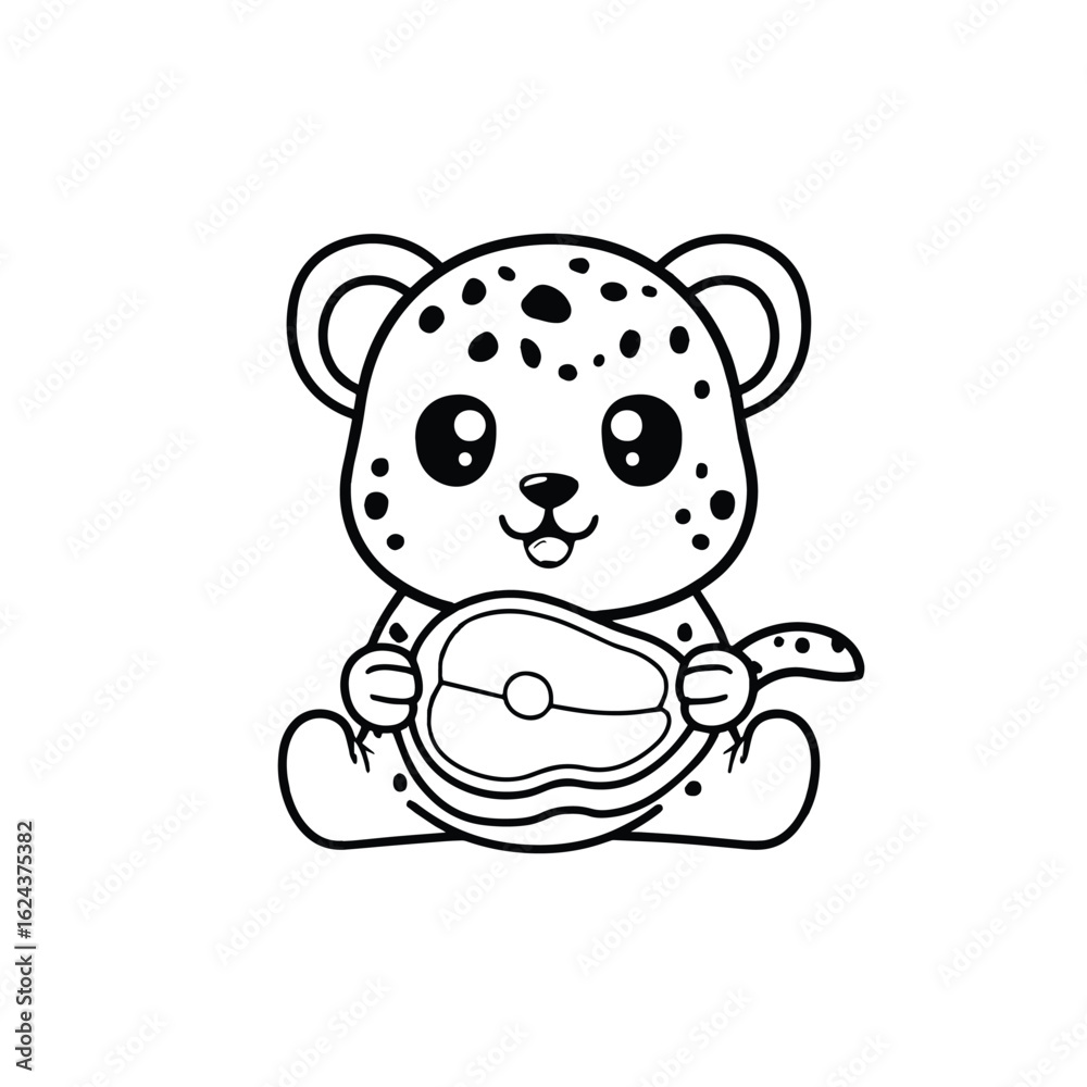 Fototapeta premium Adorable cheetah enjoying a steak meal