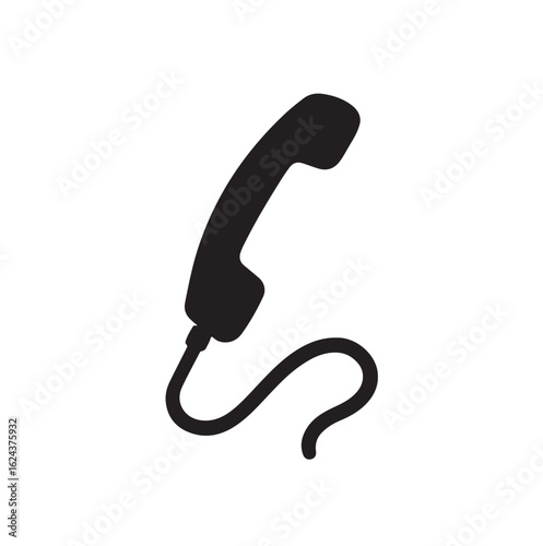 Telephone handset, silhouette vector icon, symbol on white background
