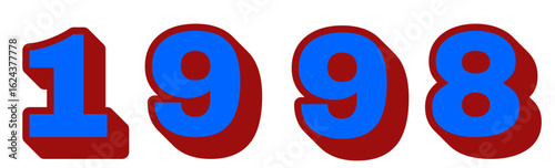 The year 1998 is displayed in blue with a red outline.
