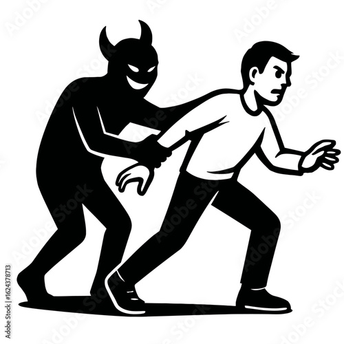 Devil Tempting a Man - Symbol of Sin, Addiction and Bad Influence
