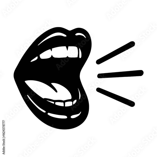 Open Mouth Shouting - Symbol for Yelling, Talking, Loud Sound and Communication