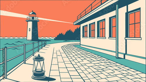 Modern Stone Path with Glass Marble – High Contrast Vector Perspective.