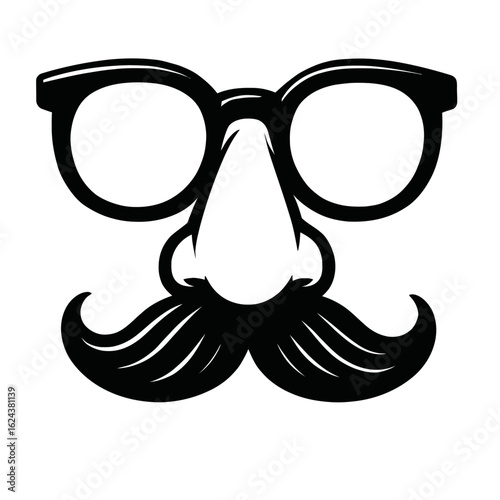 Funny Glasses with Fake Nose and Mustache Disguise Vector Illustration