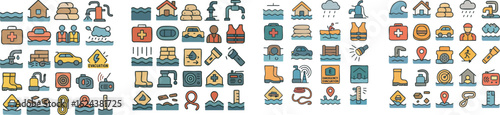 Flood Disaster Preparedness and Safety Icons 3.