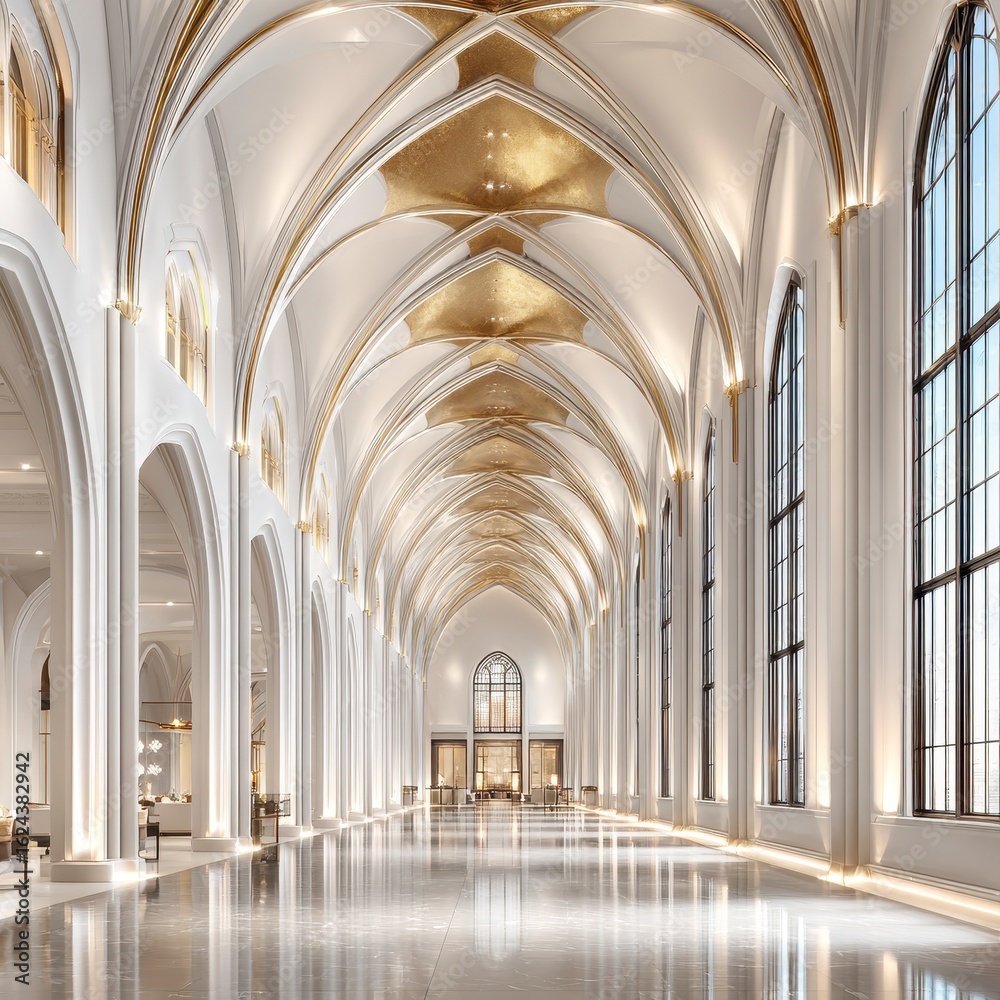 Fototapeta premium Grand, white, cathedral-style hall