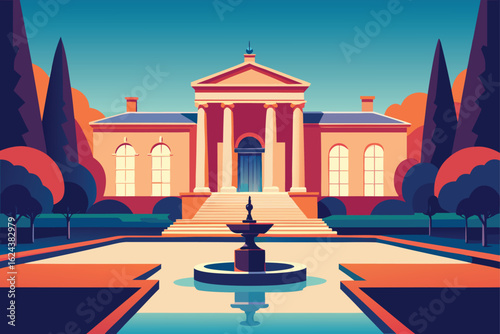 luxury neoclassical villa with courtyard fountain  (1).eps