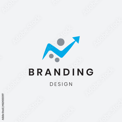 The "M" logo centers around a bold upward arrow, symbolizing growth, profit, success, and positive momentum in the market.