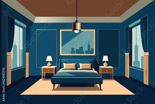 master bedroom suite with luxury furnishings  .eps