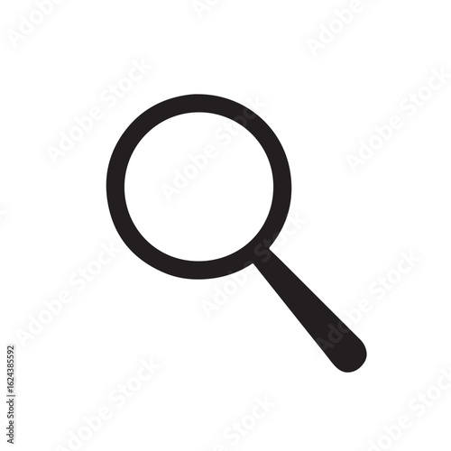 Magnifying glass, search icon, silhouette vector, symbol on white background