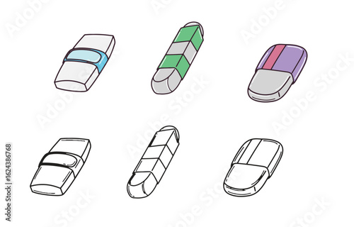 vector set of eraser