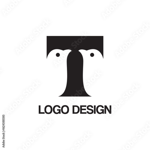 Letter t bird logo design template