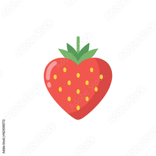 Lovely Strawberry in Delight A cute and delicious strawberry is presented in a minimalistic style, showing its perfect heart shape and vibrant red color, celebrating the simplicity of pure.