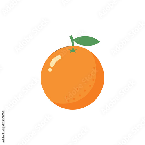 Fresh Orange A vibrant, single orange with a bright peel and a single leaf, freshly picked and full of juicy, refreshing goodness, ready to invigorate the senses.