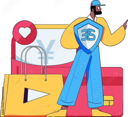 Secure your online shopping experience with confidence and enjoy seamless transactions with this modern digital illustration highlighting safe payment methods and consumer protection policies