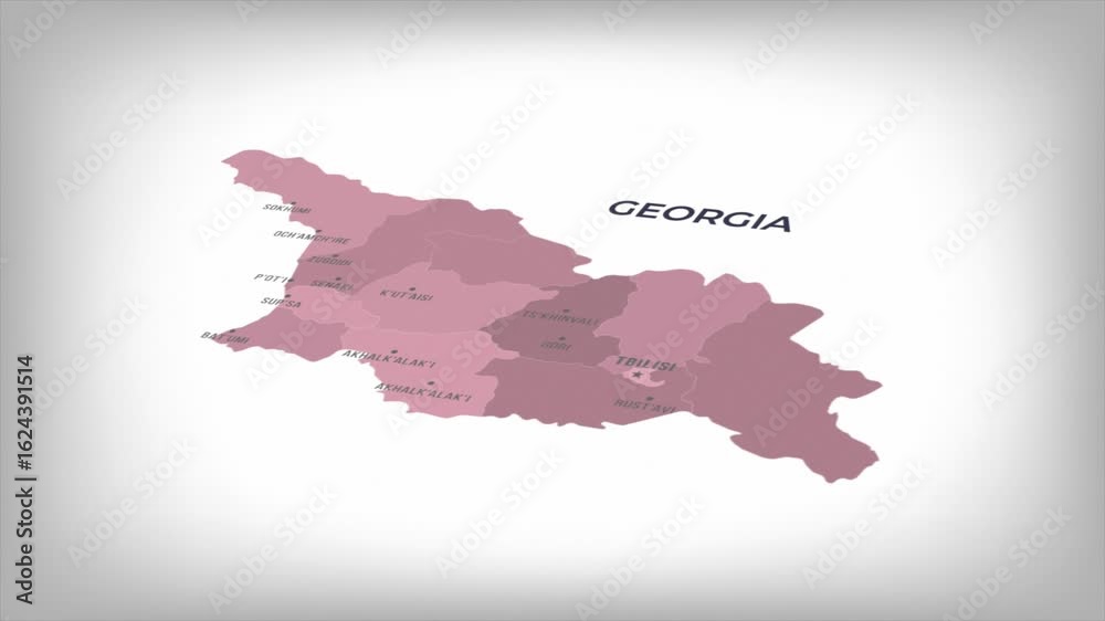 Visual Georgia Map Animated Map of GEORGIA with states Borders and Major Cities Positions ...