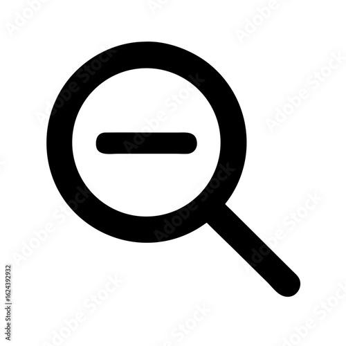 Zoom Out Icon with Magnifying Glass and Minus Sign Vector