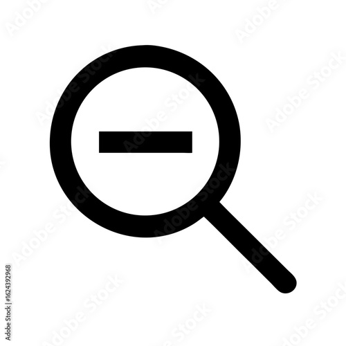 Zoom Out Icon with Magnifying Glass and Minus Sign Vector