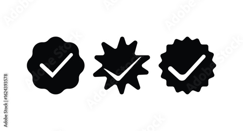 tick check icon , social media verified badge  icon, check mark button icon, Check marks symbol,  Vector Illustration EPS 10.