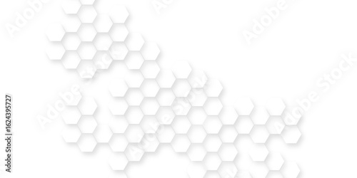 modern and seamless hexagon is arranging randomly, Abstract white vector wallpaper with hexagon grid, panoramic wall of Random shifted white honeycomb hexagon background.