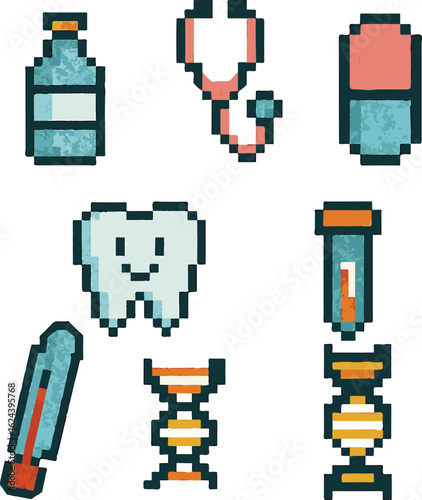 medical pixel art, eps 10 illustration