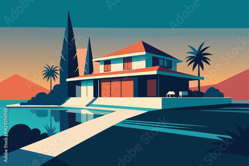 realistic 3d vector of luxury villa  .eps