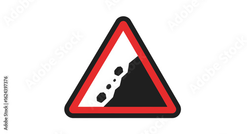 Falling Rocks Warning Sign Vector Illustration
