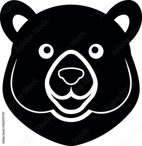 chunky friendly bear head with rounded ears and soft features