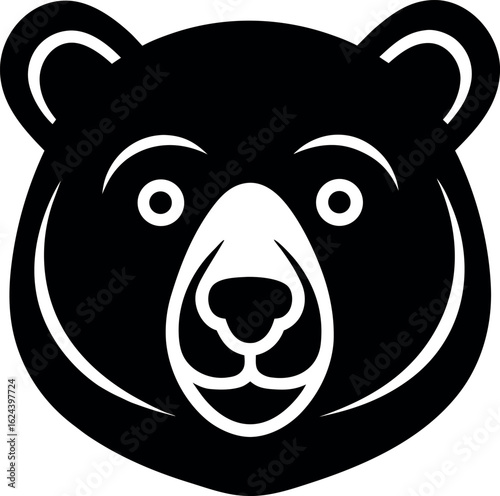 chunky friendly bear head with rounded ears and soft features
