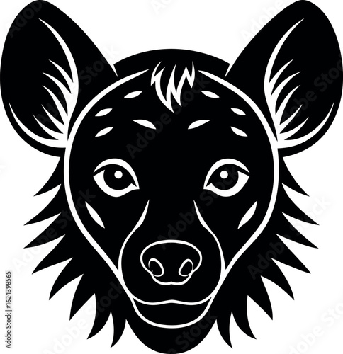 hyena squarish head with rounded ears and smirking face
