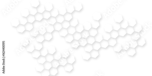 modern and seamless hexagon is arranging randomly, Abstract white vector wallpaper with hexagon grid, panoramic wall of Random shifted white honeycomb hexagon background.
