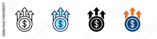 Financial Growth All In One Icon Multi Styles Vector Set