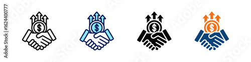 Profitable Deal All In One Icon Multi Styles Vector Set