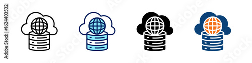 Cloud Cdn All In One Icon Multi Styles Vector Set