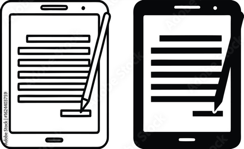 Tablet Icons. Black and White Vector Illustration. Portable Electronic Device With Touch Screen. Gadget, Technology. Device Concept
