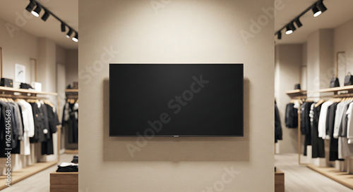  Blank TV Screen Mockup in Fashion Retail Store