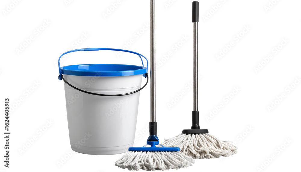 Cleaning mop with bucke, isolated on transparent background, PNG Cleaning mop with bucke, isolated on transparent background, PNG