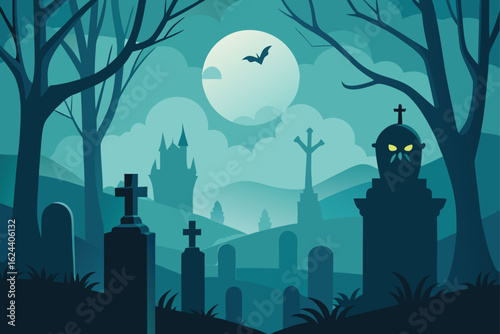 spooky cemetery seamless pattern with gravestones  (1).eps