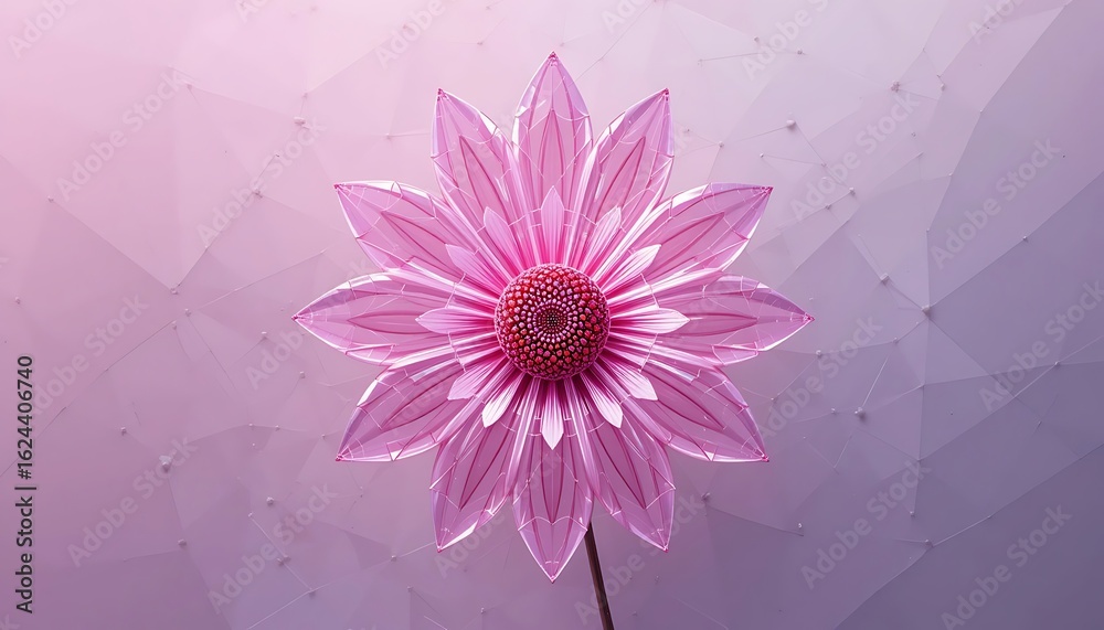 Obraz premium Pink Crystal Flower, Geometric Design - Abstract and geometric designs