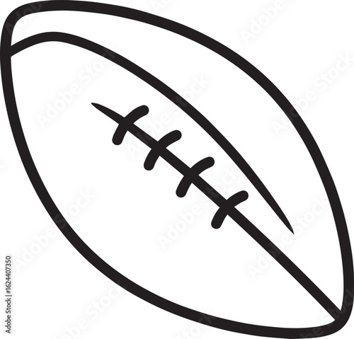 American Football Rugby Ball Silhouette in Black | Sports Icon Illustration Vector Format