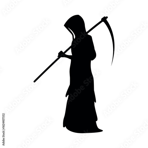 Grim reaper figure holding a scythe death silhouette