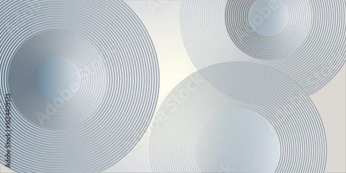 Elegant abstract design featuring overlapping circular patterns with fine metallic lines on a soft, gradient background. The image has a clean, modern