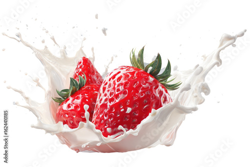 Fresh strawberries in a milk splash (1)