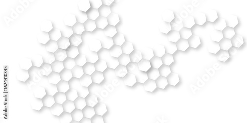 modern and seamless hexagon is arranging randomly, Abstract white vector wallpaper with hexagon grid, panoramic wall of Random shifted white honeycomb hexagon background.